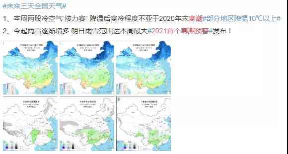 九吉公|“冻”真格了，2021首个寒潮预警 第4张图片 